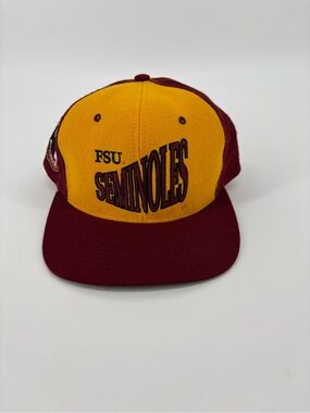 Vintage 90s FSU Seminoles Nutmeg Mills Snapback Hat Made in USA Wool Blend Cap